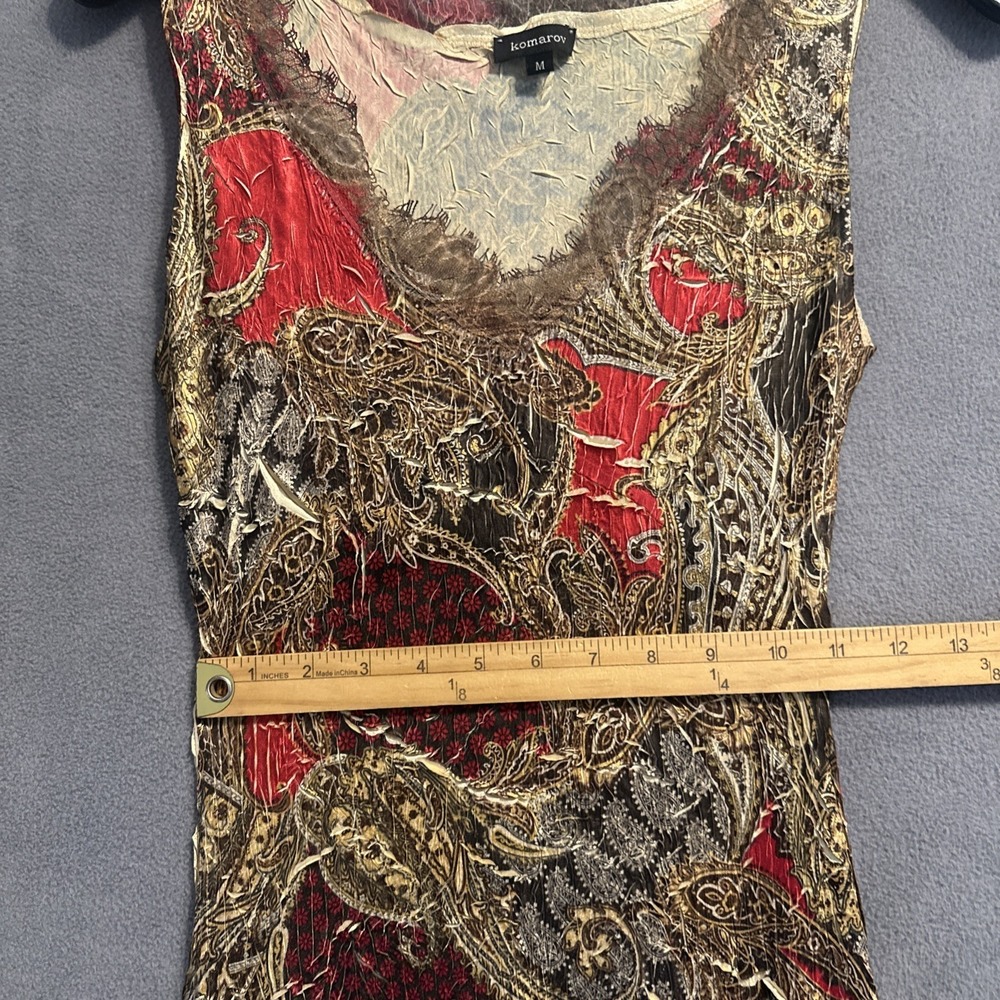 Y2K KOMAROV Crinkle Midi Slip Dress Asymmetrical Hem Size M Fairy Grunge Bias - Picture 9 of 11
